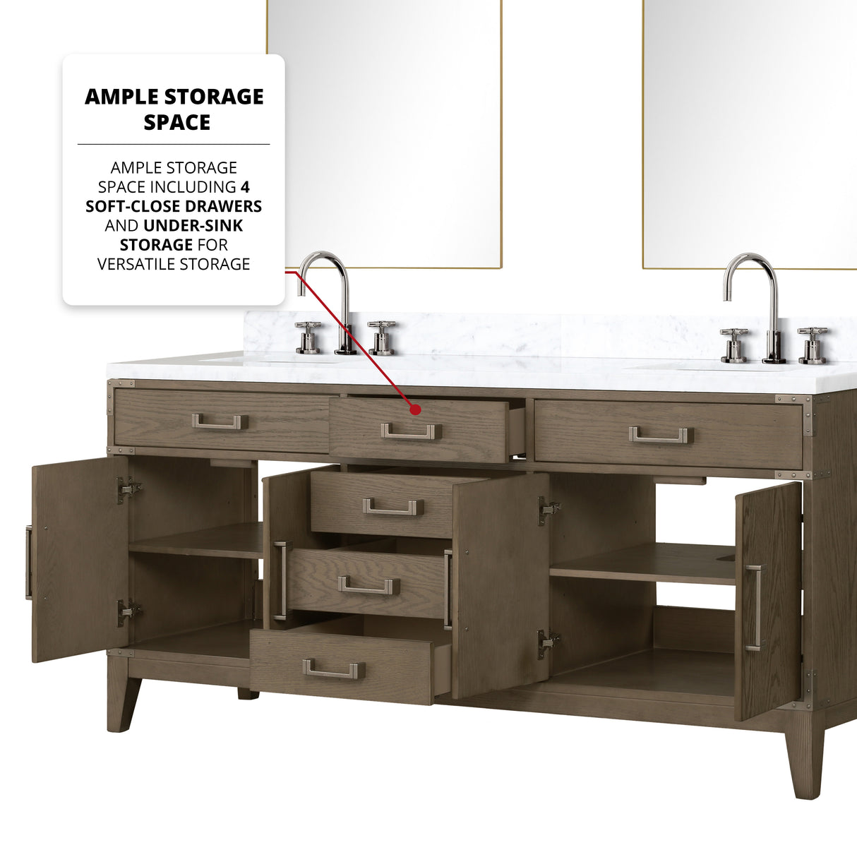 Laurel 72 in. Freestanding Bathroom Vanity with Carrara Marble Sink Top
