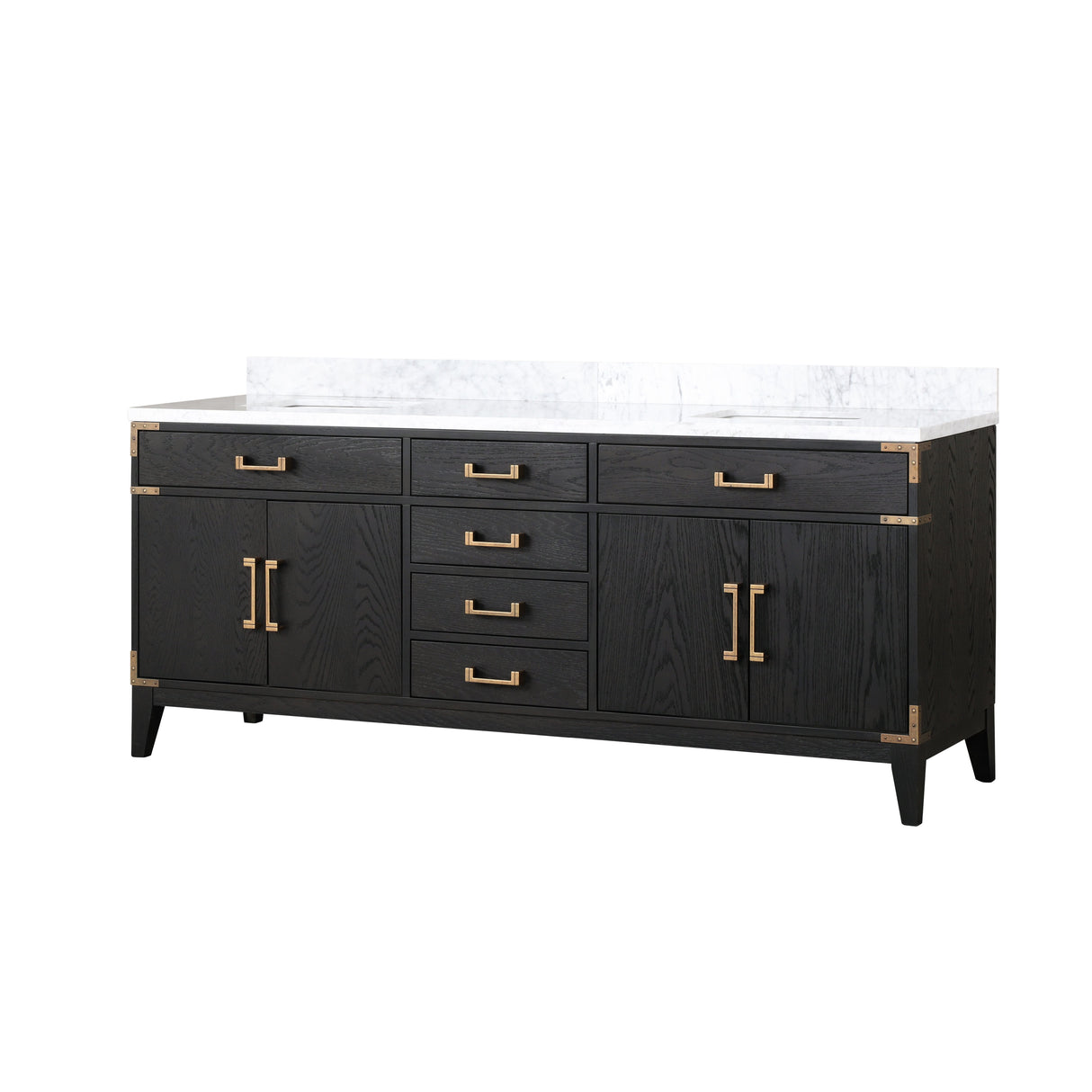 Laurel 80 in. Freestanding Bathroom Vanity with Carrara Marble Sink Top