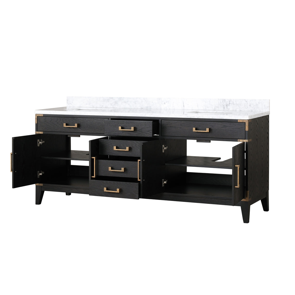 Laurel 80 in. Freestanding Bathroom Vanity with Carrara Marble Sink Top