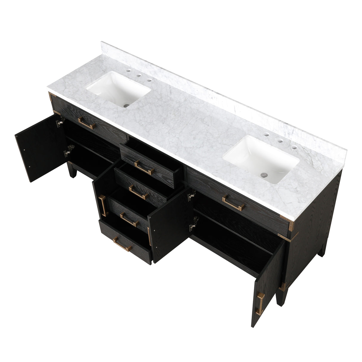 Laurel 80 in. Freestanding Bathroom Vanity with Carrara Marble Sink Top