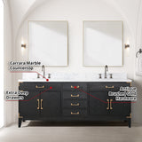Laurel 80 in. Freestanding Bathroom Vanity with Carrara Marble Sink Top
