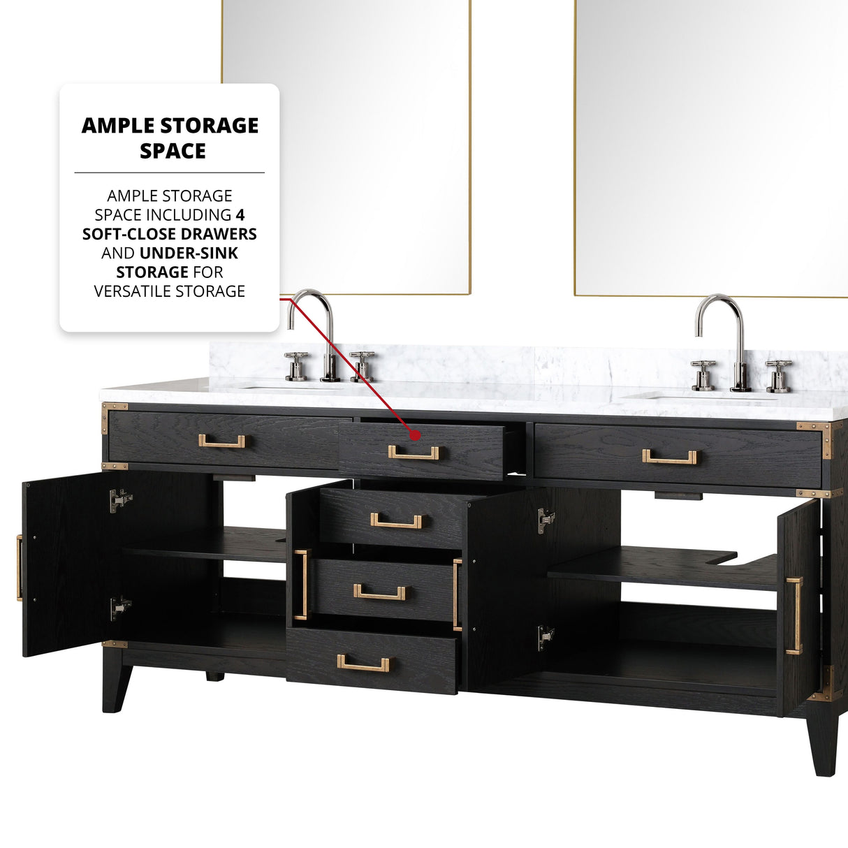 Laurel 80 in. Freestanding Bathroom Vanity with Carrara Marble Sink Top