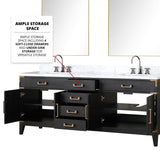 Laurel 80 in. Freestanding Bathroom Vanity with Carrara Marble Sink Top