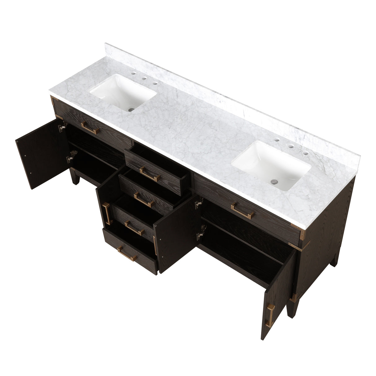 Laurel 80 in. Freestanding Bathroom Vanity with Carrara Marble Sink Top