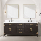 Laurel 80 in. Freestanding Bathroom Vanity with Carrara Marble Sink Top