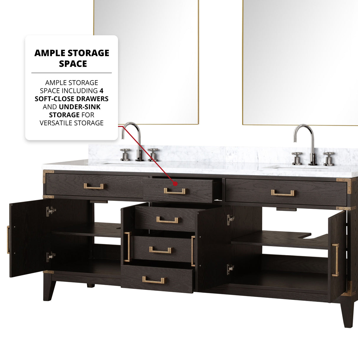 Laurel 80 in. Freestanding Bathroom Vanity with Carrara Marble Sink Top
