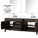 Laurel 80 in. Freestanding Bathroom Vanity with Carrara Marble Sink Top