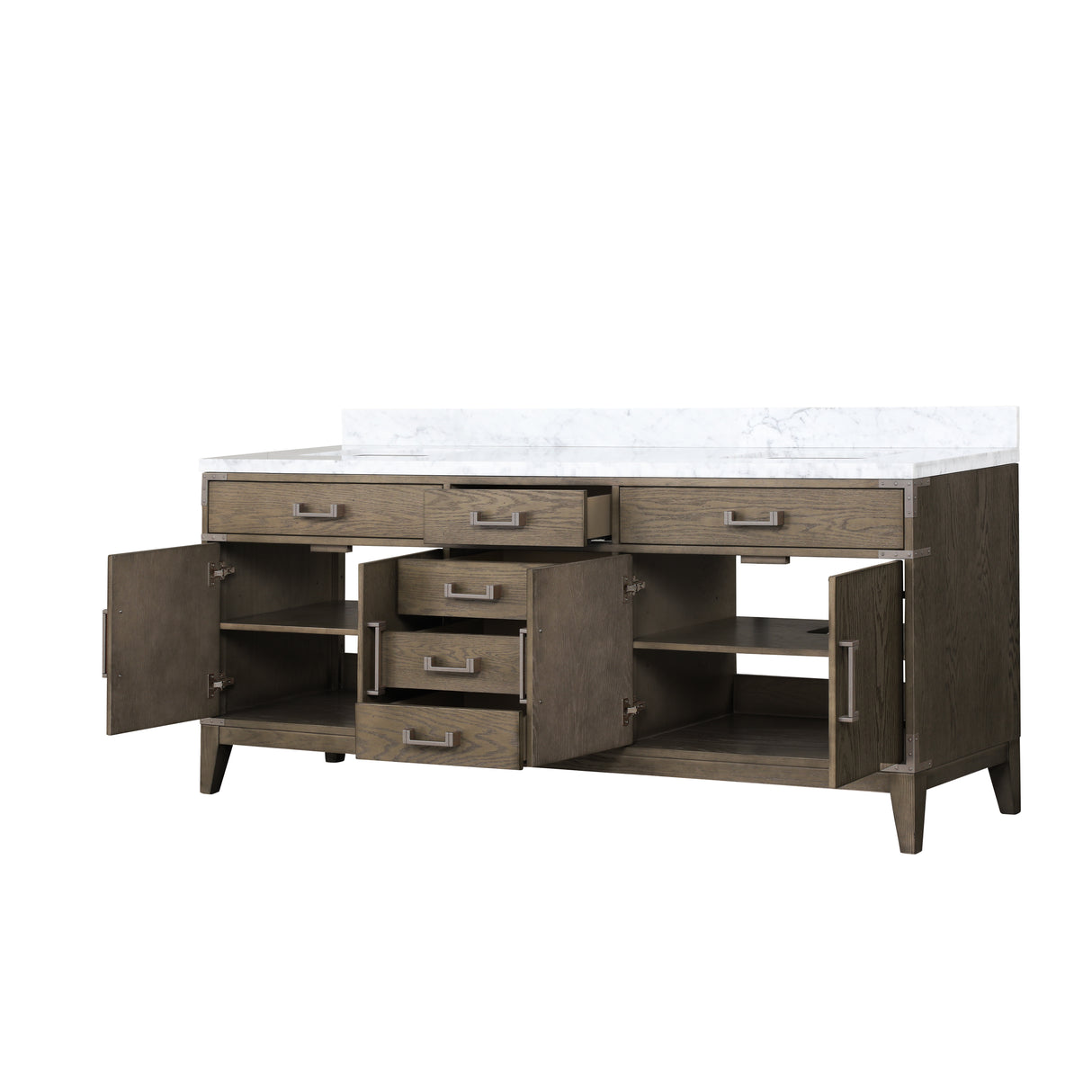Laurel 80 in. Freestanding Bathroom Vanity with Carrara Marble Sink Top