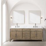 Laurel 80 in. Freestanding Bathroom Vanity with Carrara Marble Sink Top