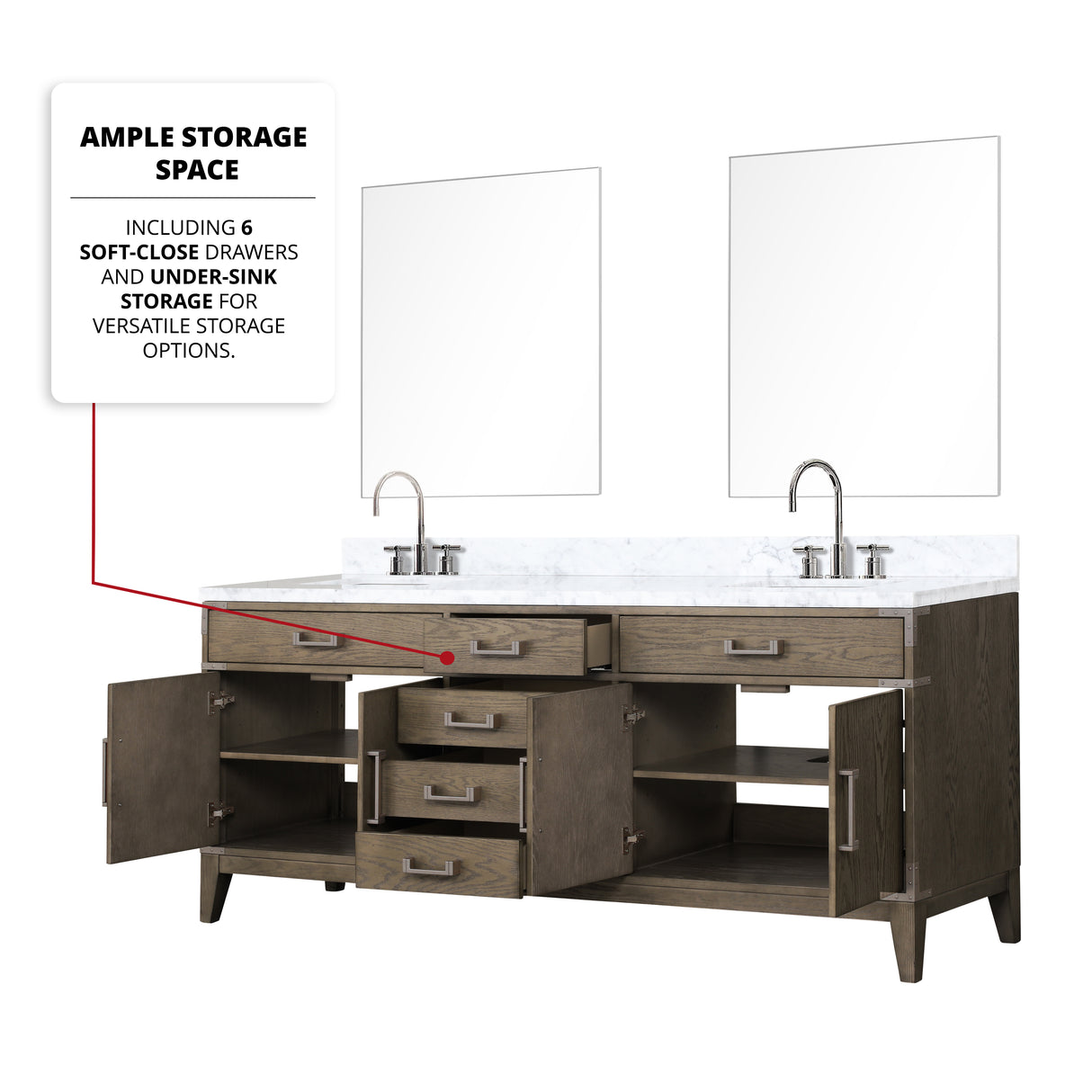 Laurel 80 in. Freestanding Bathroom Vanity with Carrara Marble Sink Top
