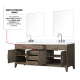 Laurel 80 in. Freestanding Bathroom Vanity with Carrara Marble Sink Top