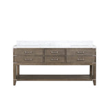 Norwalk 72 in W x 22 in D Grey Oak Double Bath Vanity and Carrara Marble Top