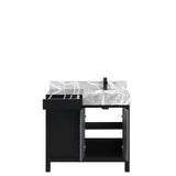 Zilara 36 in. Black and Grey  Freestanding Bathroom Vanity With Castle Grey Marble Top, White Square Sink, and Cascata Nera Matte Black Faucet