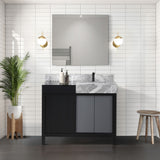 Zilara 36 in. Black and Grey  Freestanding Bathroom Vanity With Castle Grey Marble Top, White Square Sink, and Balzani Gun Metal Faucet