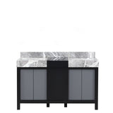 Zilara Black and Grey Freestanding Bathroom Vanity With Castle Grey Marble Tops, and White Square Sinks