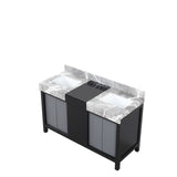 Zilara Black and Grey Freestanding Bathroom Vanity With Castle Grey Marble Tops, and White Square Sinks