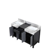 Zilara Black and Grey Freestanding Bathroom Vanity With Castle Grey Marble Tops, and White Square Sinks