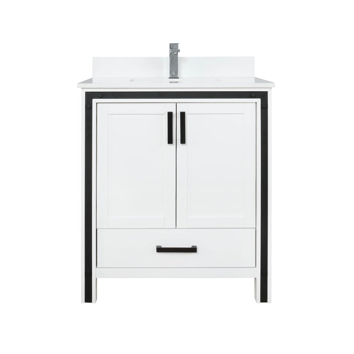 Ziva Freestanding White Freestanding Bathroom Vanity With Double Integrated Ceramic Sink, White Cultured Marble Top
