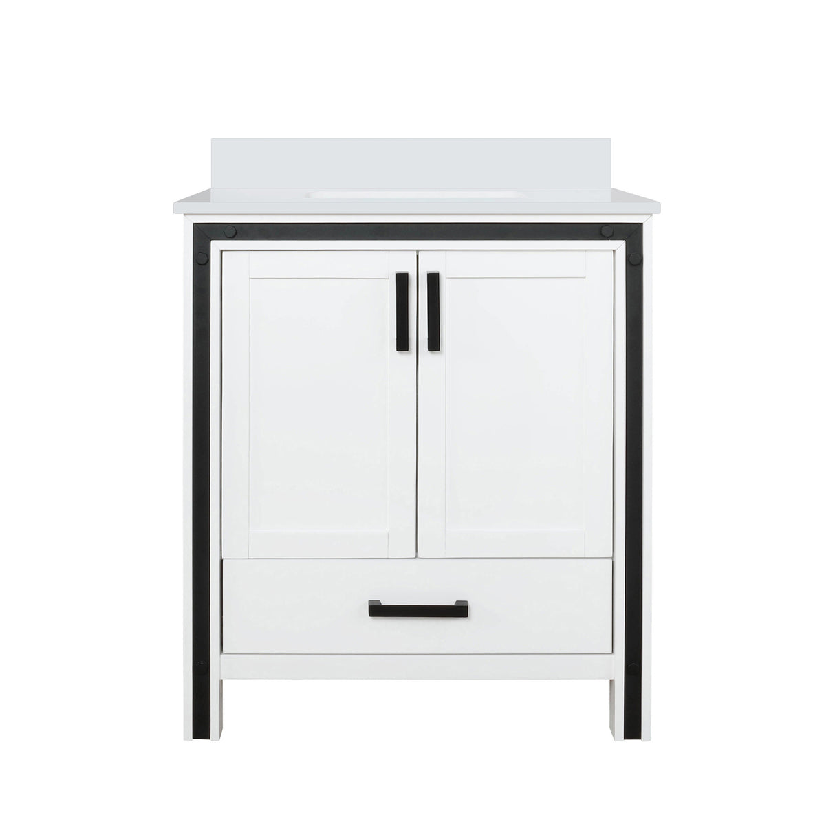 Ziva Freestanding 30 in. Freestanding Bathroom Vanity With Double Integrated Ceramic Sink, White Cultured Marble Top