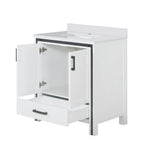Ziva Freestanding 30 in. Freestanding Bathroom Vanity With Double Integrated Ceramic Sink, White Cultured Marble Top
