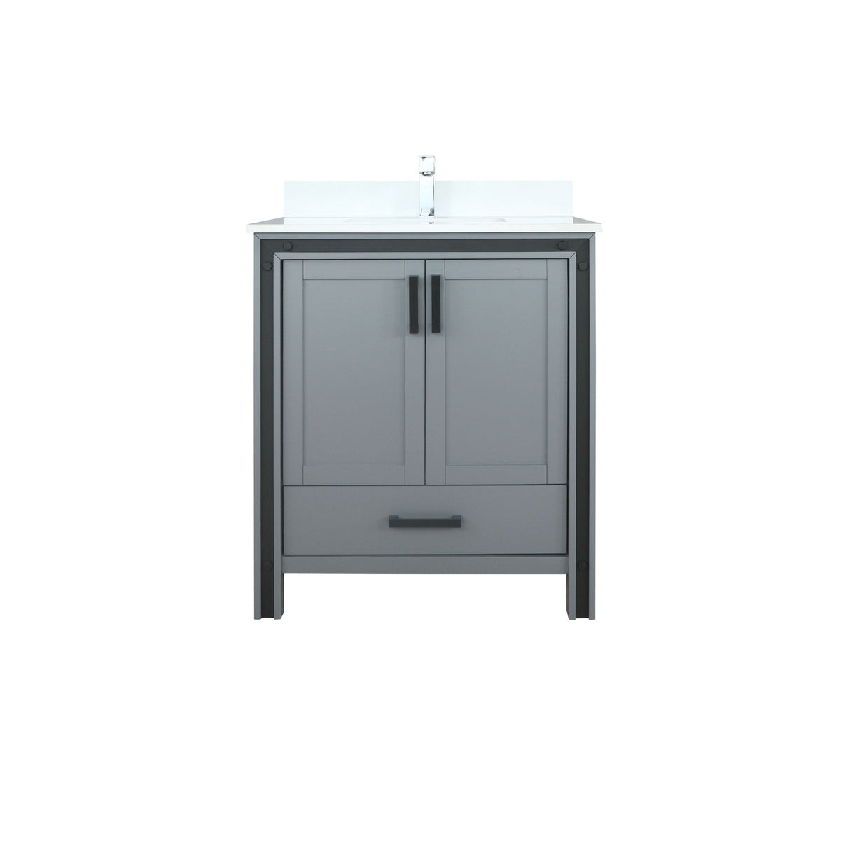 Ziva Freestanding Dark Grey Freestanding Bathroom Vanity With Single Integrated Ceramic Sink, White Cultured Marble Top