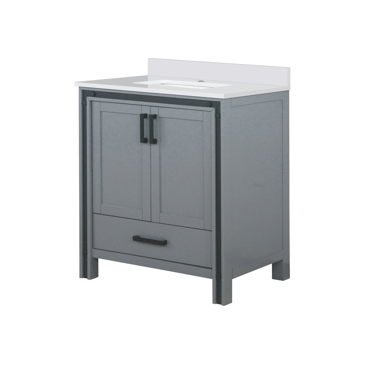Ziva Freestanding 30 in. Freestanding Bathroom Vanity With Double Integrated Ceramic Sink, White Cultured Marble Top
