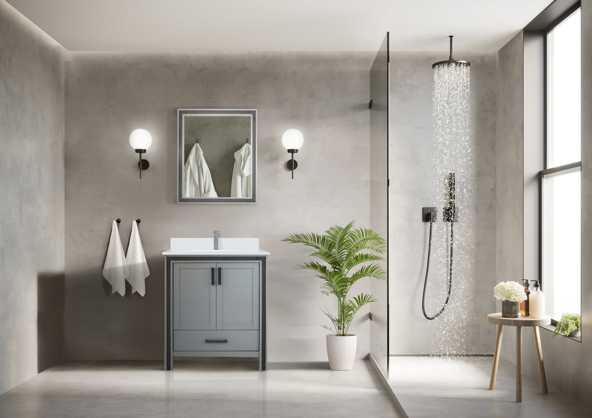 Ziva Freestanding 30 in. Freestanding Bathroom Vanity With Double Integrated Ceramic Sink, White Cultured Marble Top