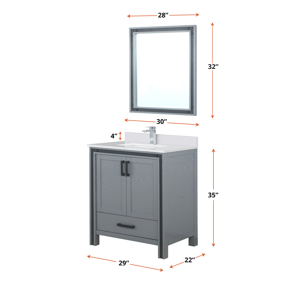 Ziva Freestanding 30 in. Freestanding Bathroom Vanity With Double Integrated Ceramic Sink, White Cultured Marble Top