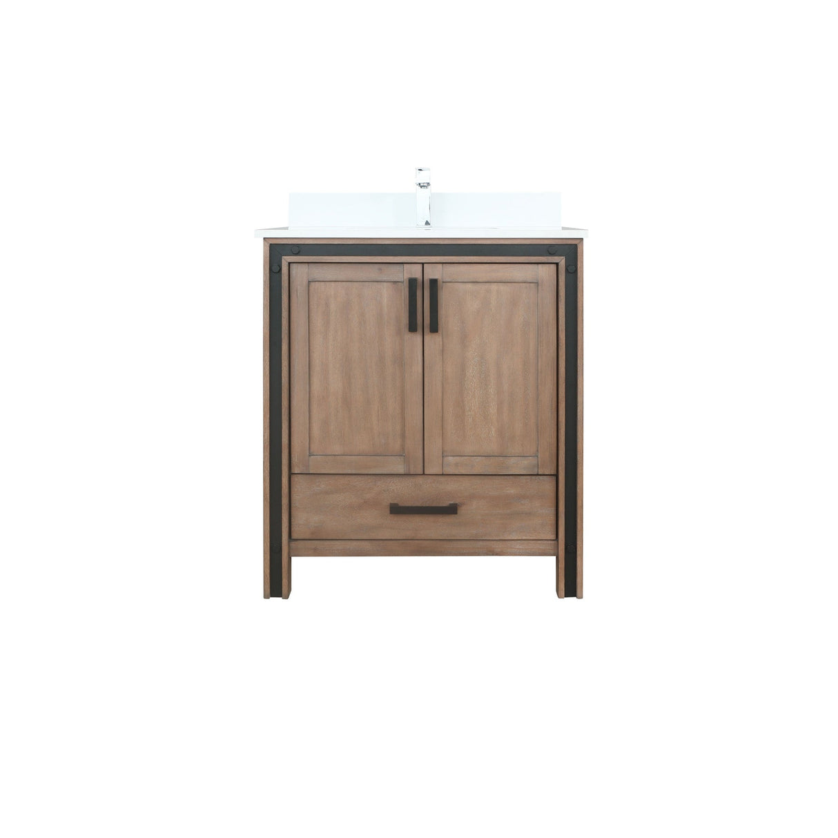 Ziva Rustic Barnwood Freestanding Bathroom Vanity, Cultured Marble Top, White Square Sink