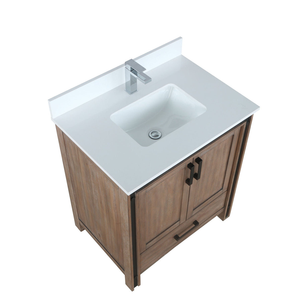 Ziva Rustic Barnwood Freestanding Bathroom Vanity, Cultured Marble Top, White Square Sink