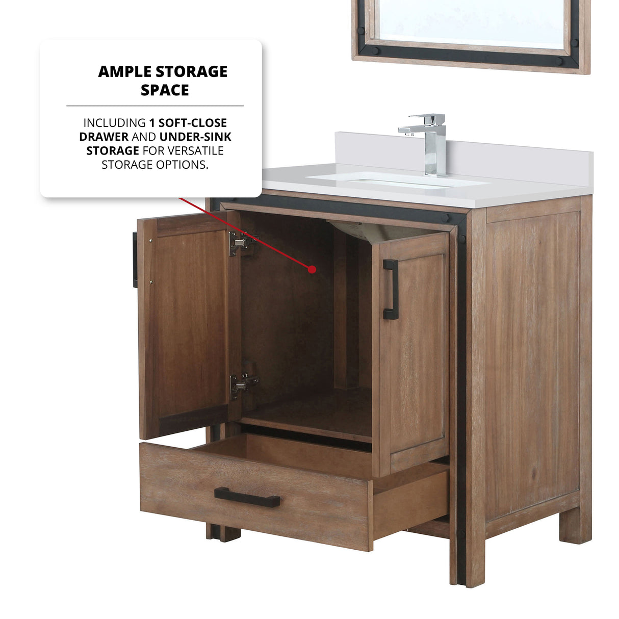 Ziva Freestanding 30 in. Freestanding Bathroom Vanity With Double Integrated Ceramic Sink, White Cultured Marble Top