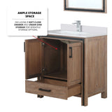 Ziva Freestanding 30 in. Freestanding Bathroom Vanity With Double Integrated Ceramic Sink, White Cultured Marble Top