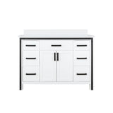 Ziva Freestanding 48 in. Freestanding Bathroom Vanity With Double Integrated Ceramic Sink, White Cultured Marble Top