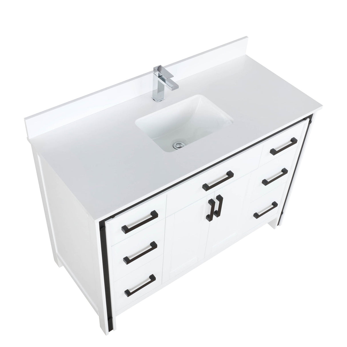 Ziva Freestanding White Freestanding Bathroom Vanity With Double Integrated Ceramic Sink, White Cultured Marble Top