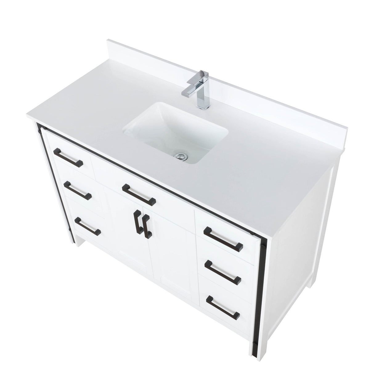Ziva Freestanding White Freestanding Bathroom Vanity With Double Integrated Ceramic Sink, White Cultured Marble Top
