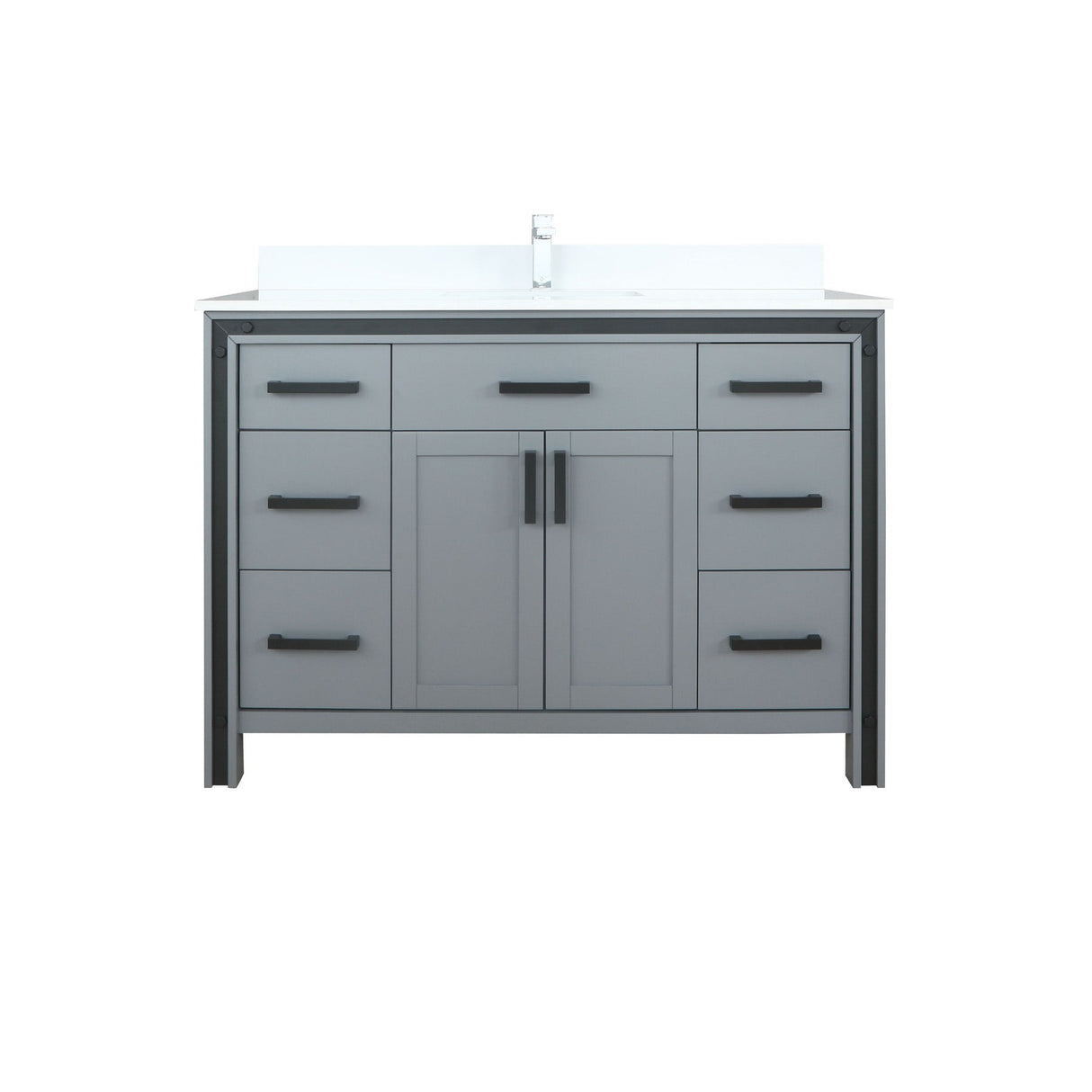 Ziva Freestanding Dark Grey Freestanding Bathroom Vanity With Single Integrated Ceramic Sink, White Cultured Marble Top