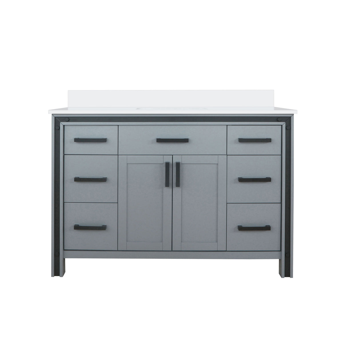 Ziva Freestanding 48 in. Freestanding Bathroom Vanity With Double Integrated Ceramic Sink, White Cultured Marble Top