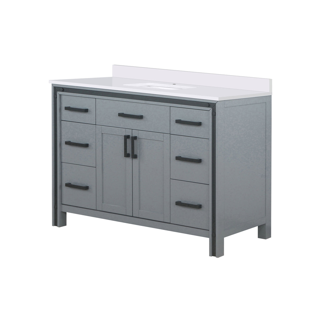 Ziva Freestanding 48 in. Freestanding Bathroom Vanity With Double Integrated Ceramic Sink, White Cultured Marble Top