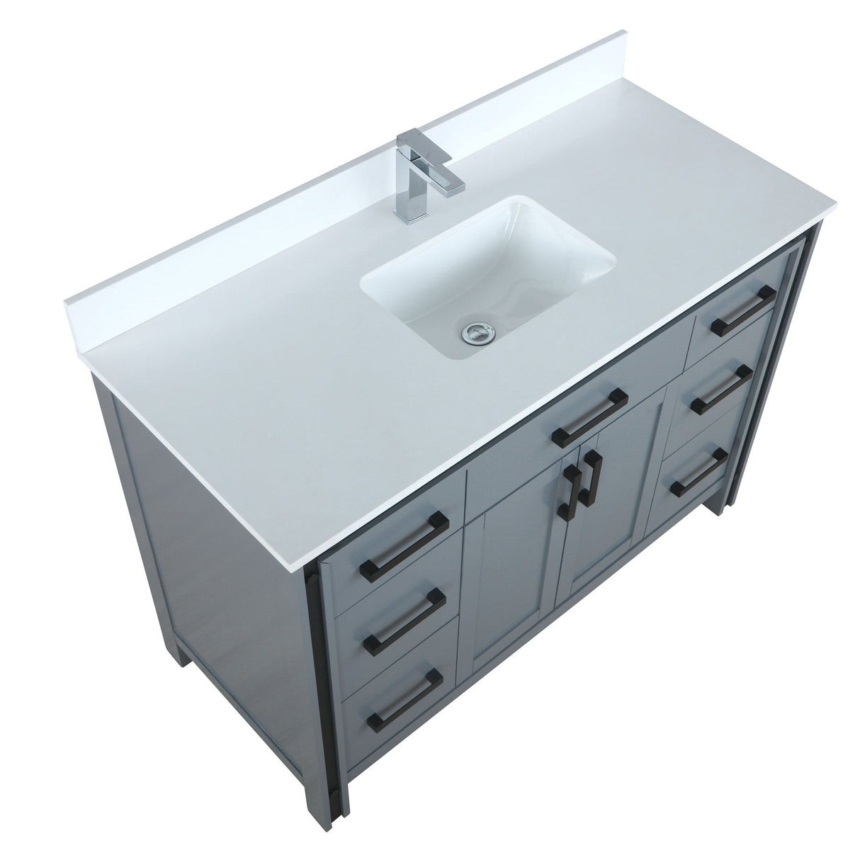 Ziva Freestanding Dark Grey Freestanding Bathroom Vanity With Single Integrated Ceramic Sink, White Cultured Marble Top