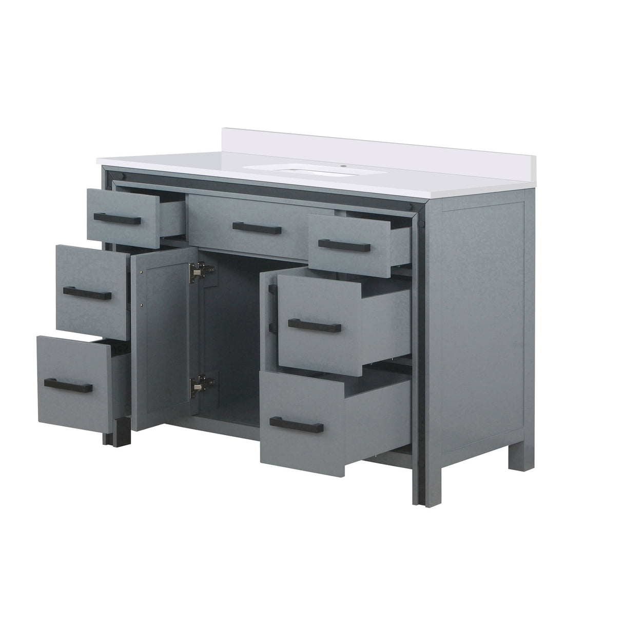 Ziva Freestanding 48 in. Freestanding Bathroom Vanity With Double Integrated Ceramic Sink, White Cultured Marble Top