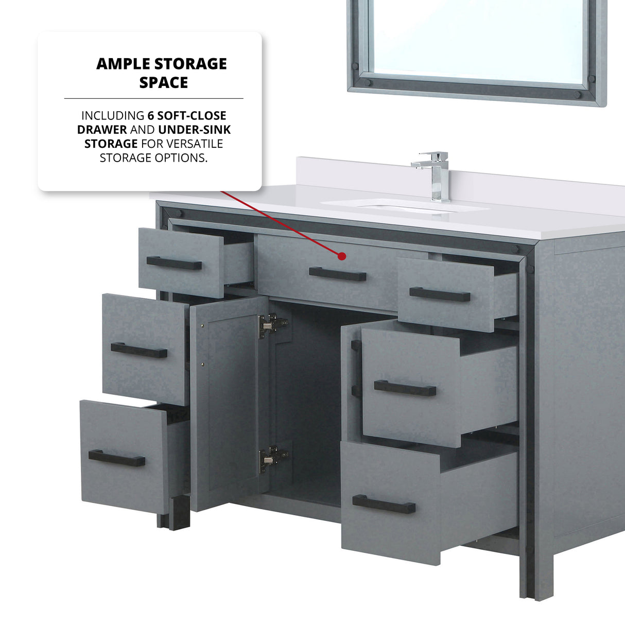 Ziva Freestanding 48 in. Freestanding Bathroom Vanity With Double Integrated Ceramic Sink, White Cultured Marble Top