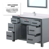 Ziva Freestanding 48 in. Freestanding Bathroom Vanity With Double Integrated Ceramic Sink, White Cultured Marble Top