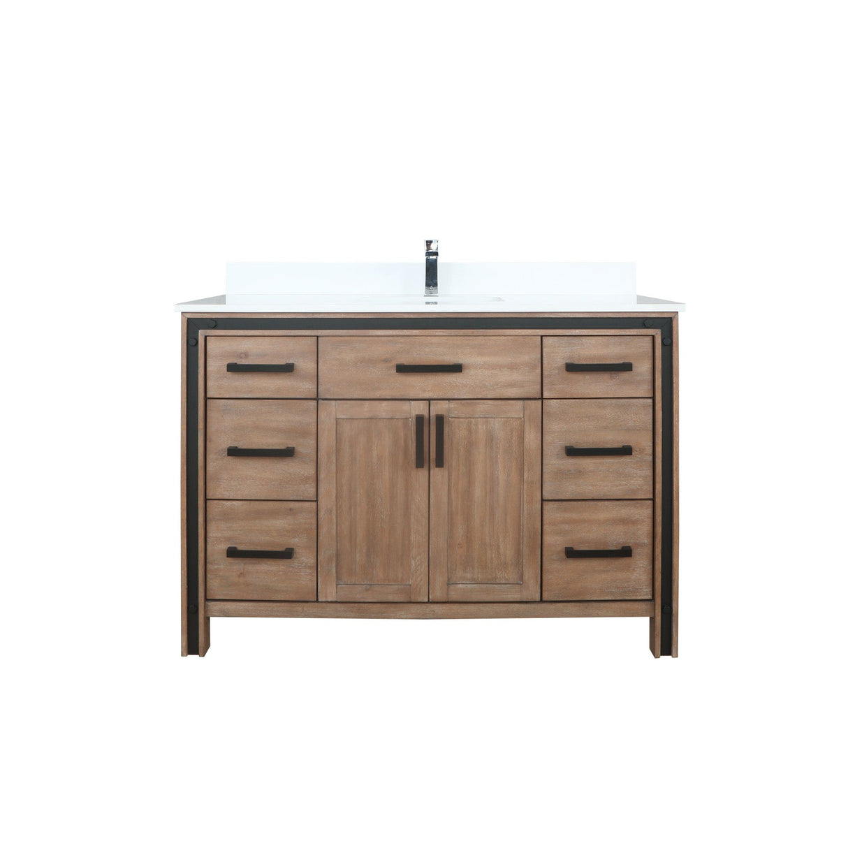 Ziva Rustic Barnwood Freestanding Bathroom Vanity, Cultured Marble Top, White Square Sink