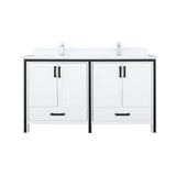 Ziva Freestanding White Freestanding Bathroom Vanity With Double Integrated Ceramic Sink, White Cultured Marble Top