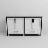 Ziva 60 in. Freestanding Bathroom Vanity With Double Integrated Ceramic Sink, White Cultured Marble Top