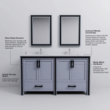 Ziva 60 in. Freestanding Bathroom Vanity With Double Integrated Ceramic Sink, White Cultured Marble Top