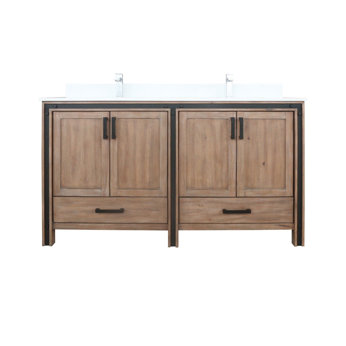Ziva Rustic Barnwood Freestanding Bathroom Vanity, Cultured Marble Top, White Square Sink