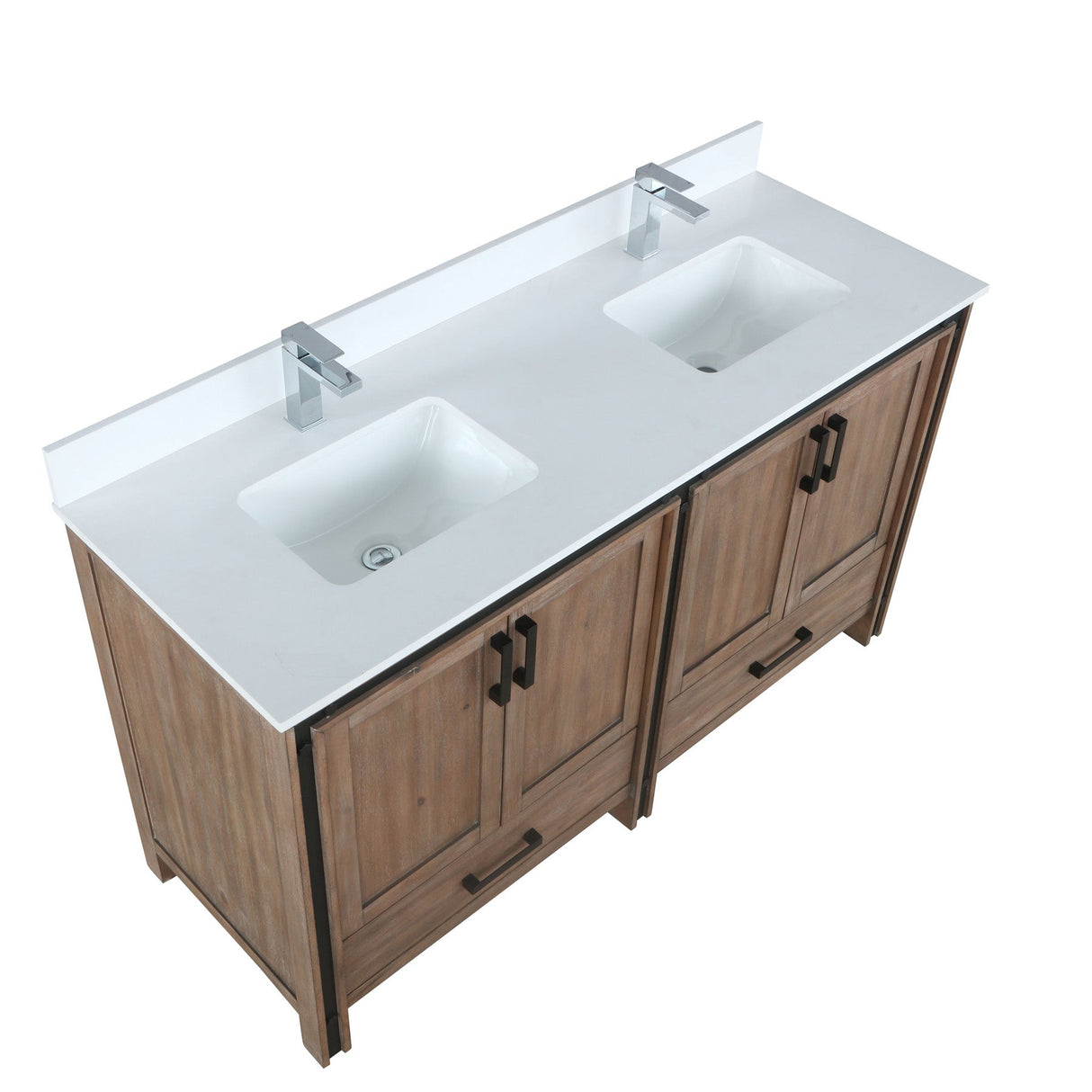 Ziva Rustic Barnwood Freestanding Bathroom Vanity, Cultured Marble Top, White Square Sink