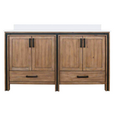 Ziva 60 in. Freestanding Bathroom Vanity With Double Integrated Ceramic Sink, White Cultured Marble Top