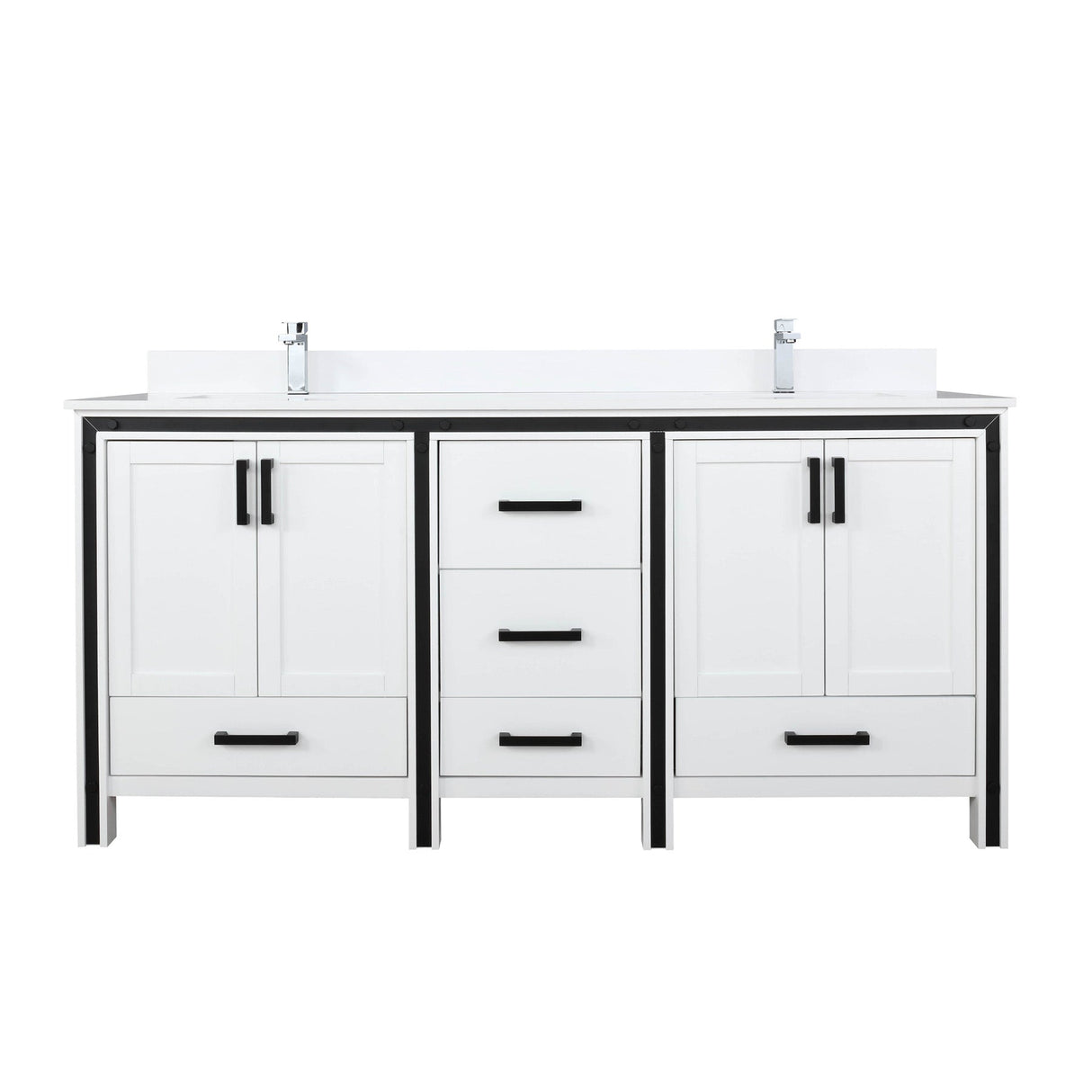 Ziva Freestanding White Freestanding Bathroom Vanity With Double Integrated Ceramic Sink, White Cultured Marble Top
